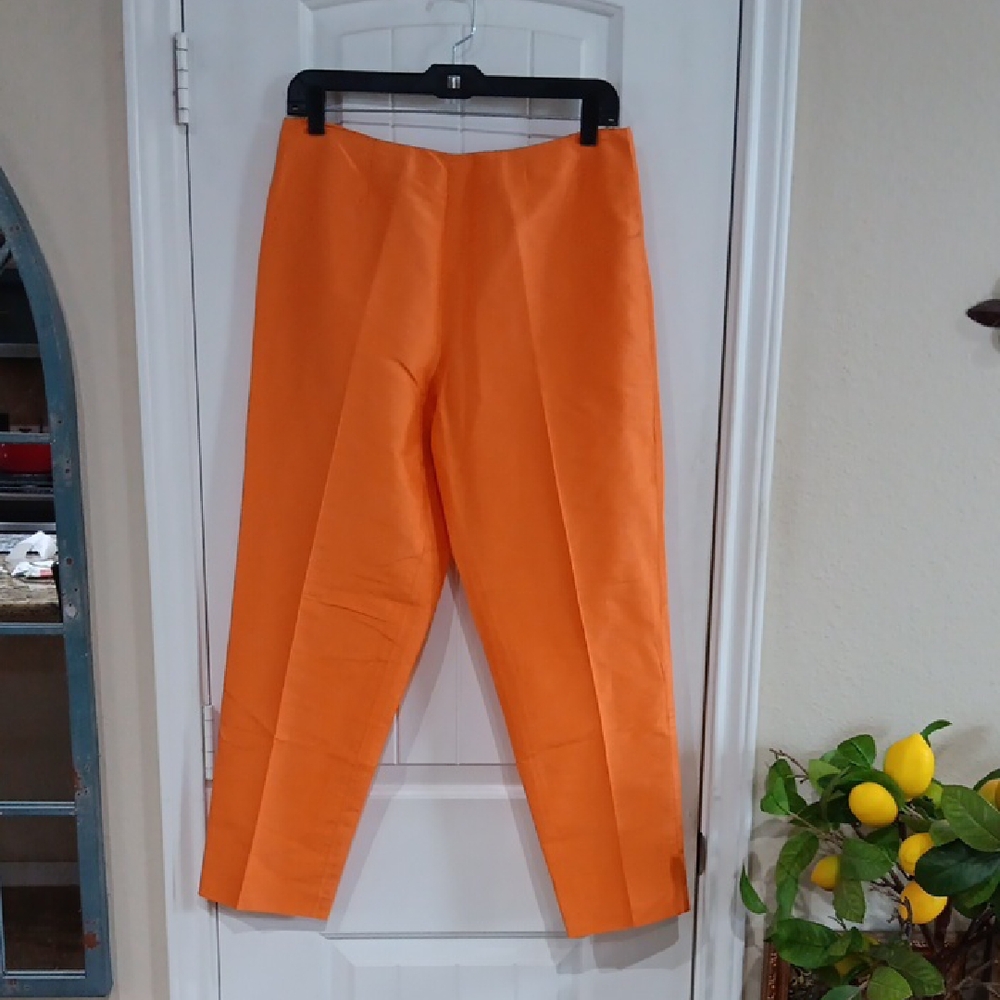 Saks Fifth Avenue Vibrant Orange Silk Trouser Vtg